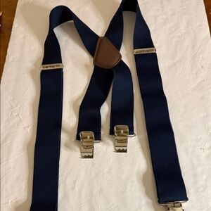 Carhartt Dark Blue Suspenders with Brown Accents